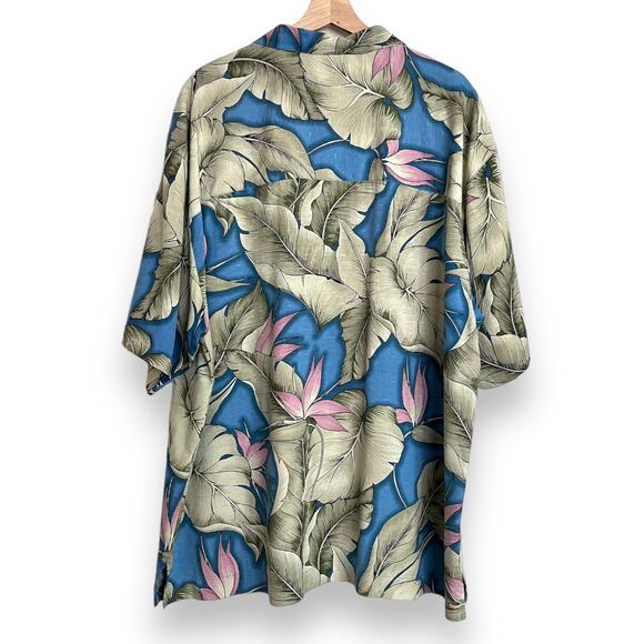 Bermuda Bay 100% Silk Blue and Pink Hawaiian Camp Shirt Men's Size XXL - Picture 2 of 8